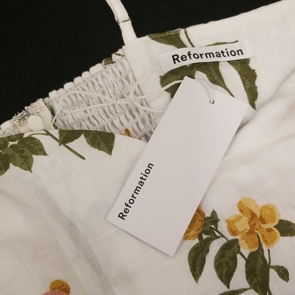 💕REFORMATION💕 Martin Linen Dress ~ Botanical 10 NWT - Picture 13 of 15